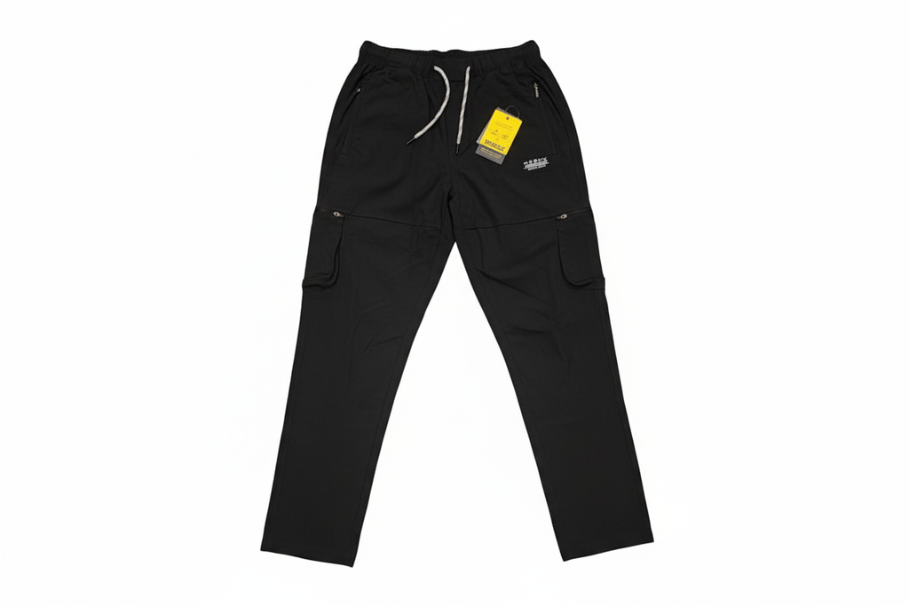 Black cargo pants with background removed