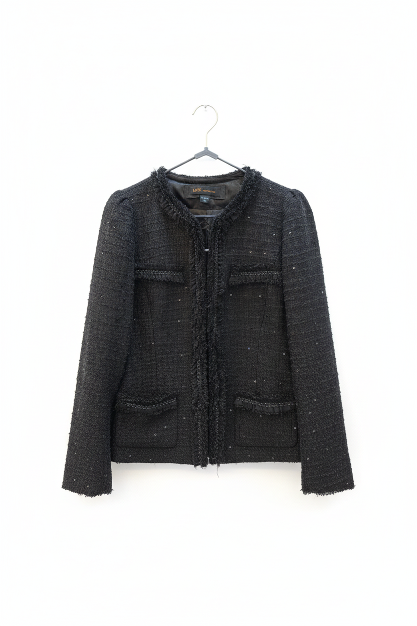 Charcoal Gray Tweed Jacket - Clean Background