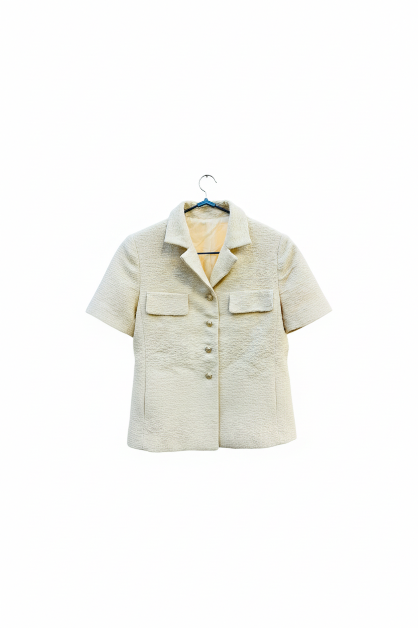 Cream Textured Blazer - Clean Background