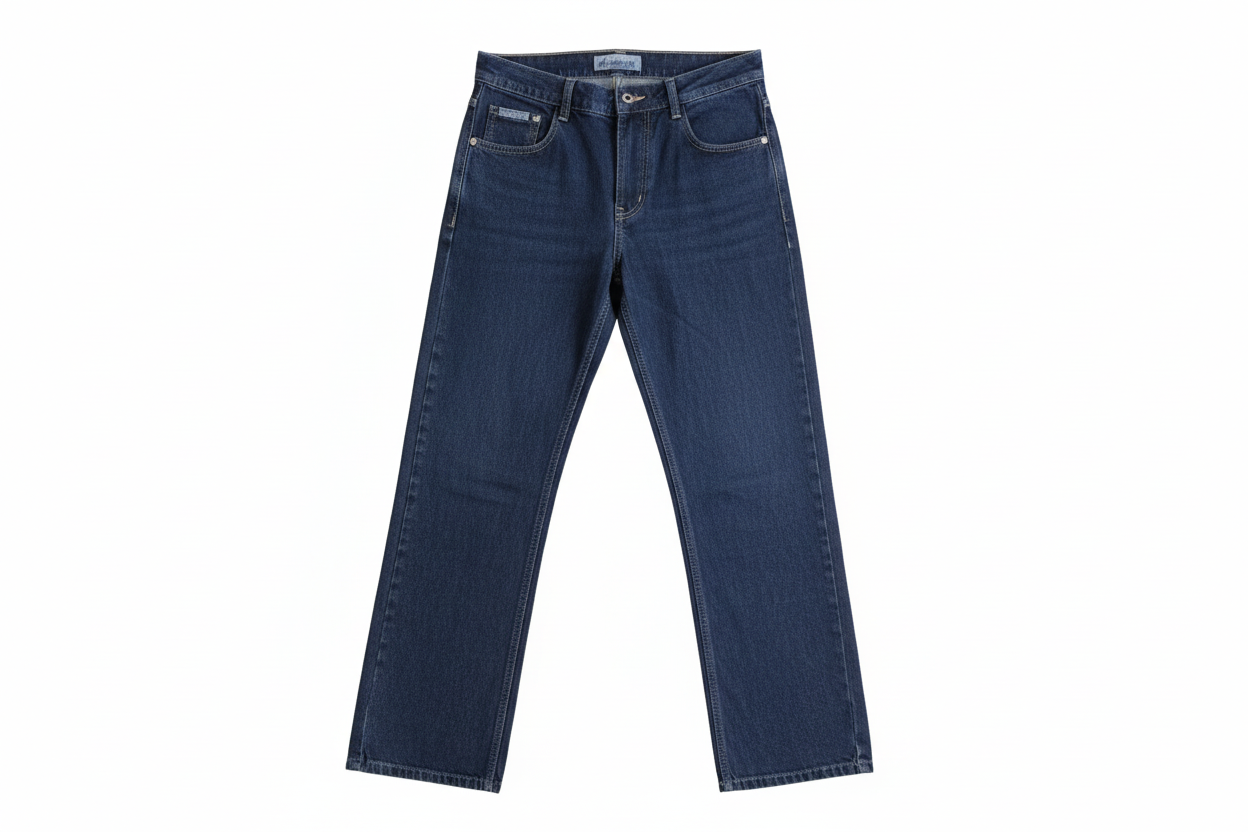 Dark blue denim jeans with background removed