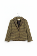 Sophisticated Olive Green Tweed Blazer - Front View