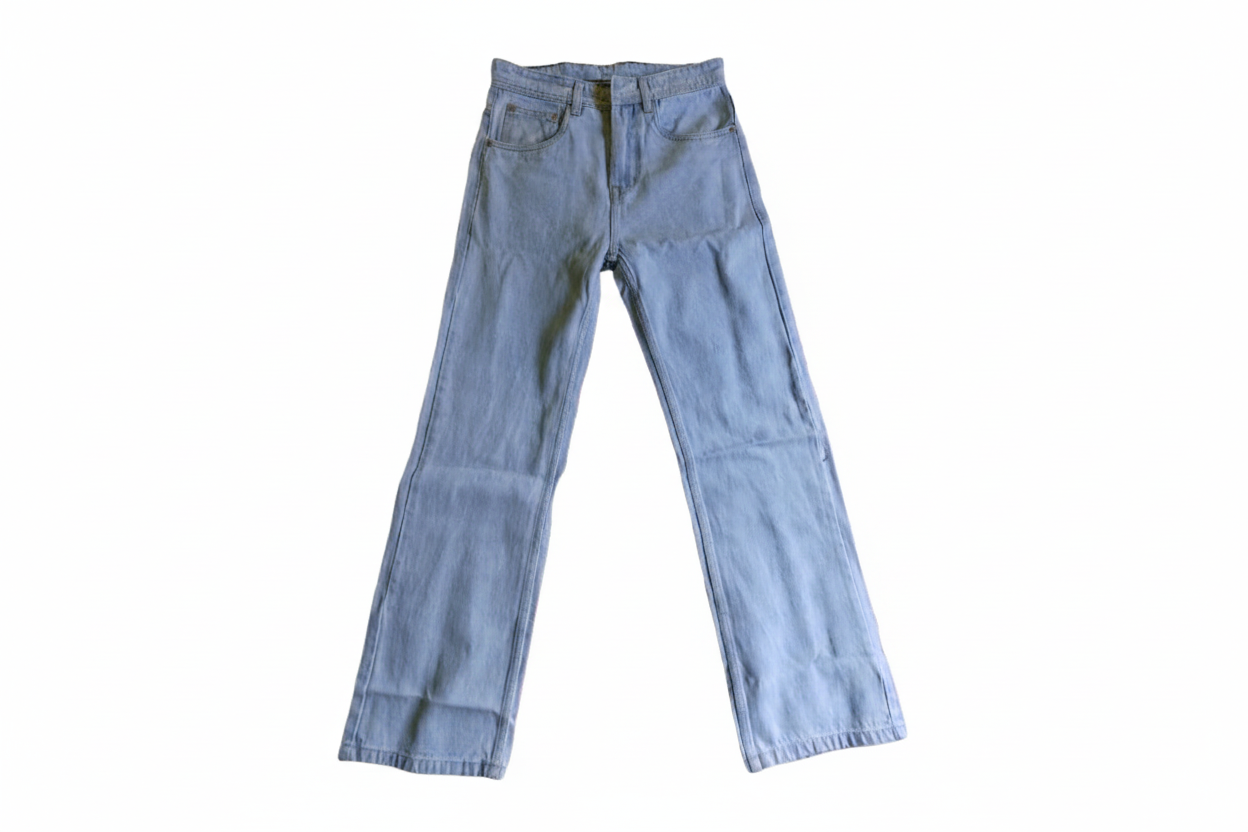 Light blue denim jeans with background removed